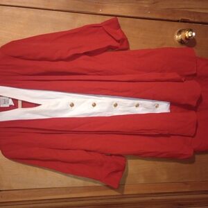 Vintage Kwai Red /White Layered Business Dress Attached Blazer Jacket Sz 8